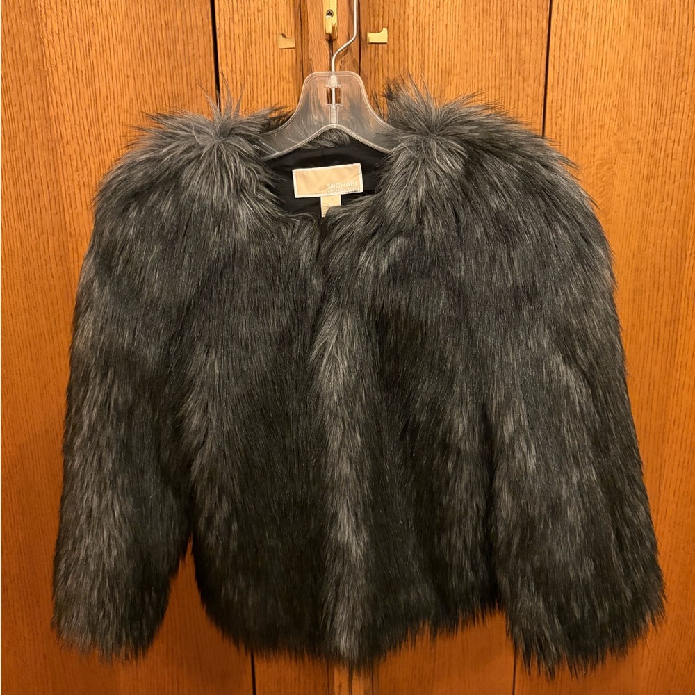 Michael Kors Faux Fur Cape - Black